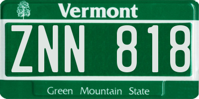 VT license plate ZNN818