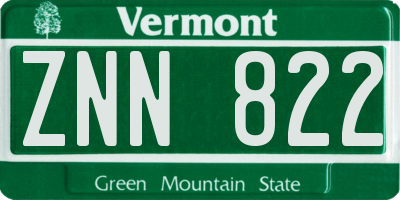 VT license plate ZNN822