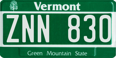 VT license plate ZNN830