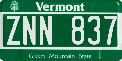 VT license plate ZNN837