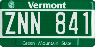 VT license plate ZNN841