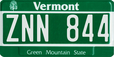 VT license plate ZNN844