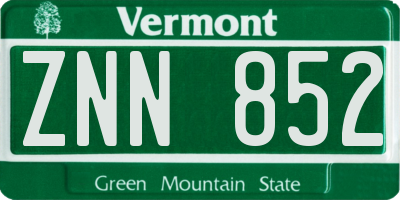 VT license plate ZNN852