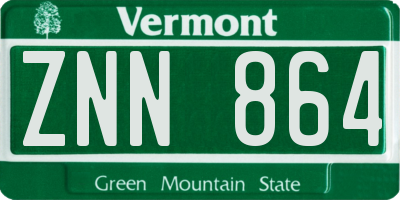 VT license plate ZNN864
