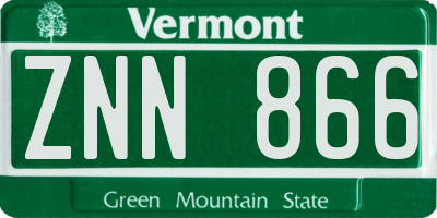 VT license plate ZNN866