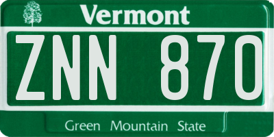 VT license plate ZNN870