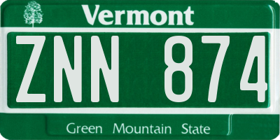 VT license plate ZNN874