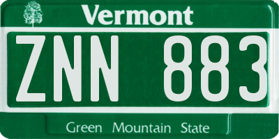 VT license plate ZNN883