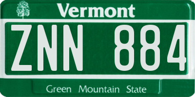 VT license plate ZNN884