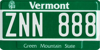 VT license plate ZNN888