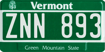 VT license plate ZNN893