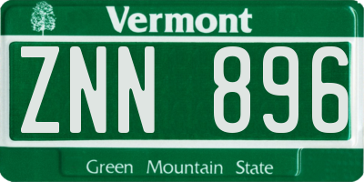 VT license plate ZNN896