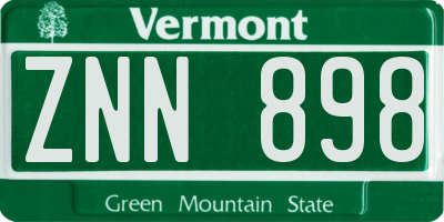 VT license plate ZNN898