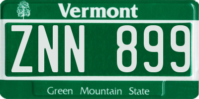 VT license plate ZNN899
