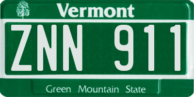 VT license plate ZNN911