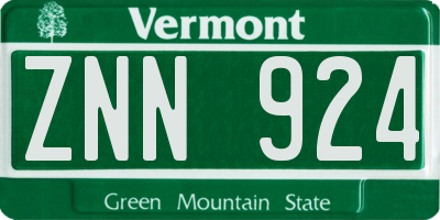 VT license plate ZNN924