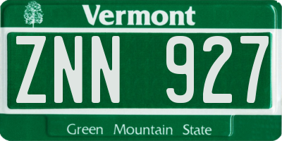 VT license plate ZNN927
