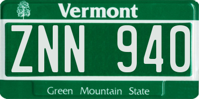 VT license plate ZNN940