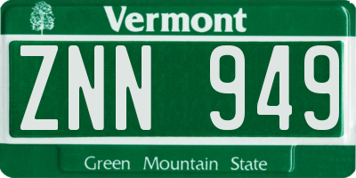 VT license plate ZNN949