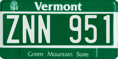 VT license plate ZNN951