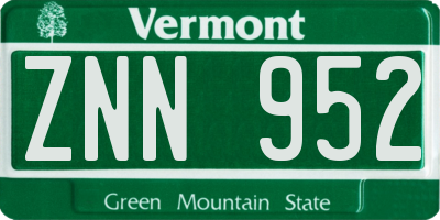 VT license plate ZNN952
