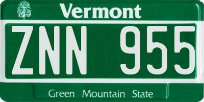 VT license plate ZNN955