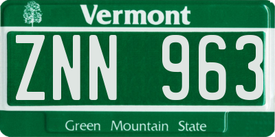 VT license plate ZNN963
