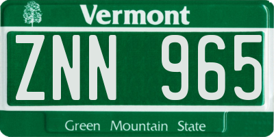 VT license plate ZNN965