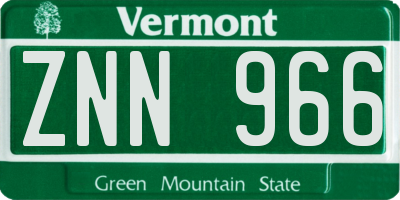 VT license plate ZNN966