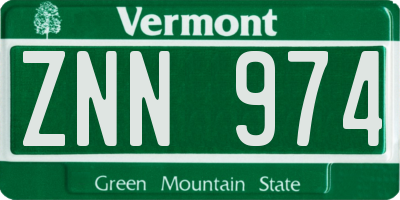 VT license plate ZNN974