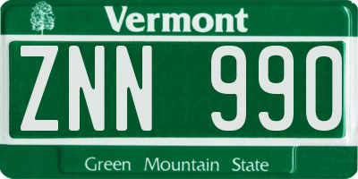 VT license plate ZNN990