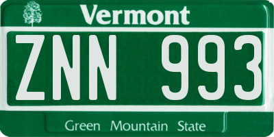 VT license plate ZNN993