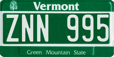 VT license plate ZNN995