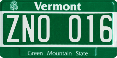 VT license plate ZNO016