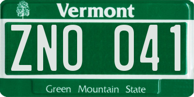 VT license plate ZNO041