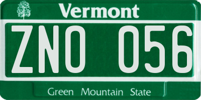 VT license plate ZNO056