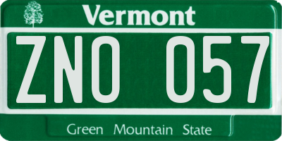VT license plate ZNO057
