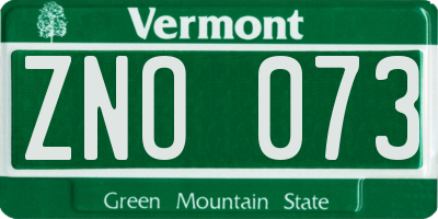VT license plate ZNO073
