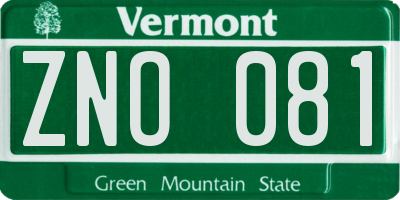 VT license plate ZNO081