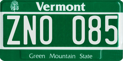VT license plate ZNO085
