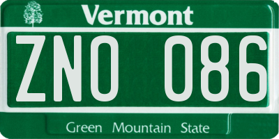 VT license plate ZNO086