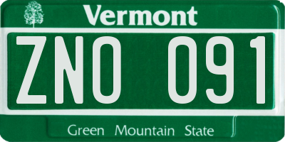 VT license plate ZNO091
