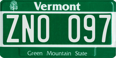 VT license plate ZNO097