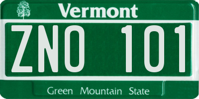 VT license plate ZNO101