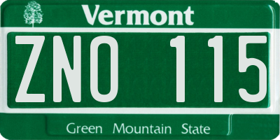 VT license plate ZNO115