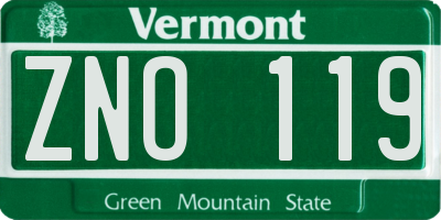 VT license plate ZNO119