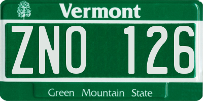 VT license plate ZNO126