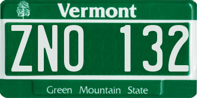 VT license plate ZNO132
