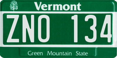VT license plate ZNO134