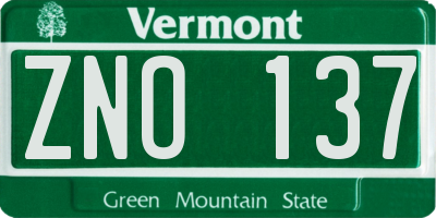 VT license plate ZNO137